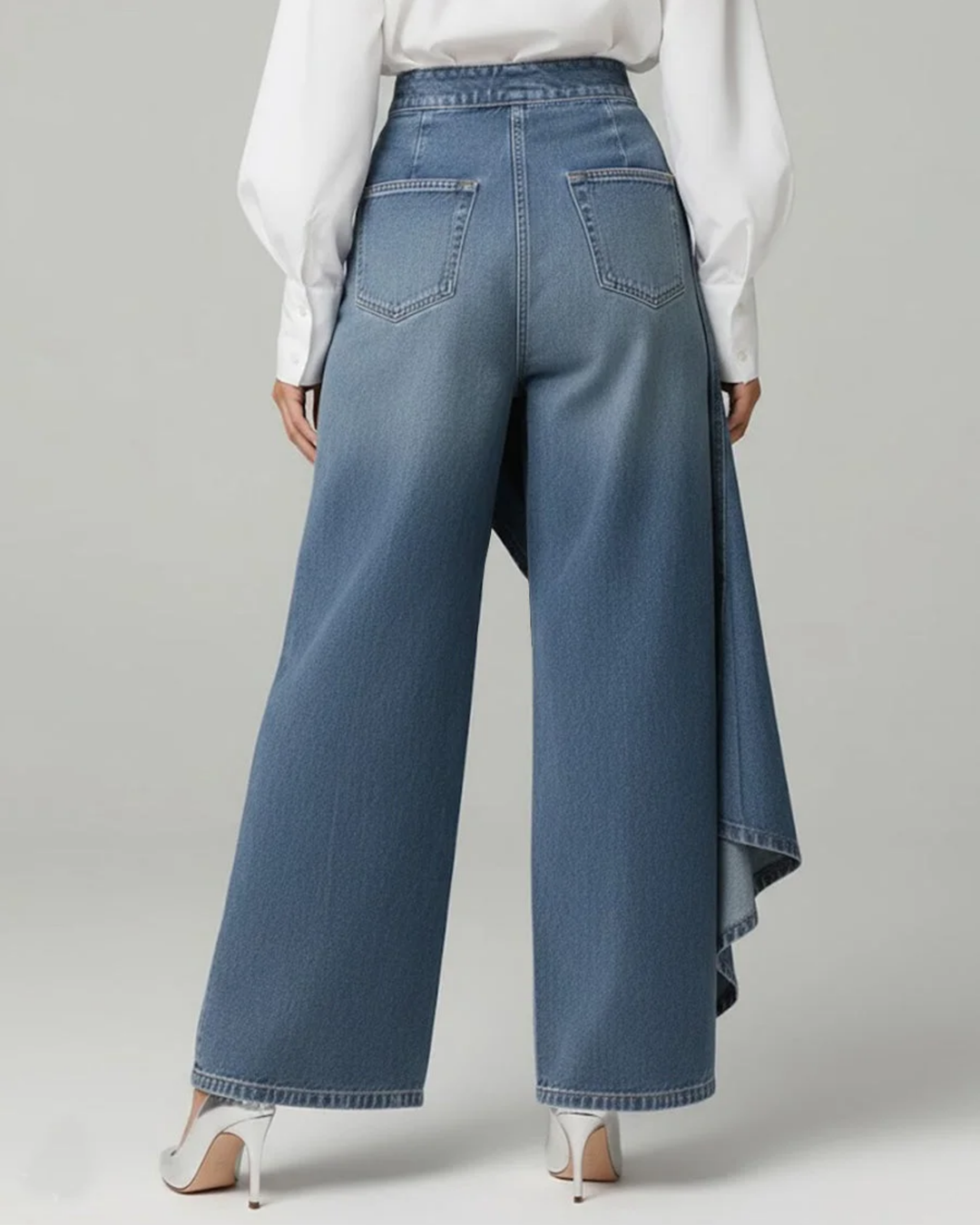 Vesper | Women's Wide Leg Wrap Pants - Blue - Image 4