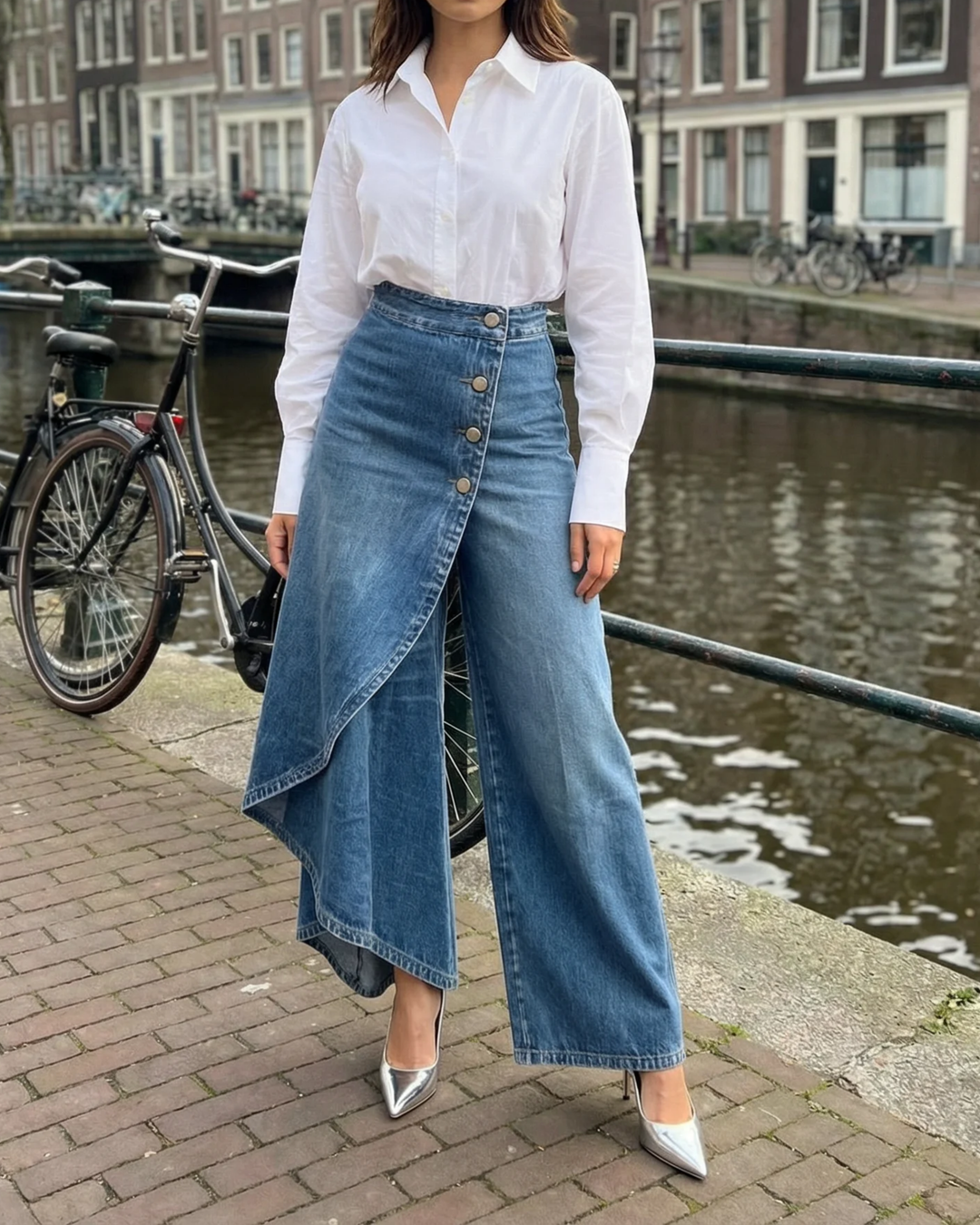 Vesper | Women's Wide Leg Wrap Pants - Blue - Image 6