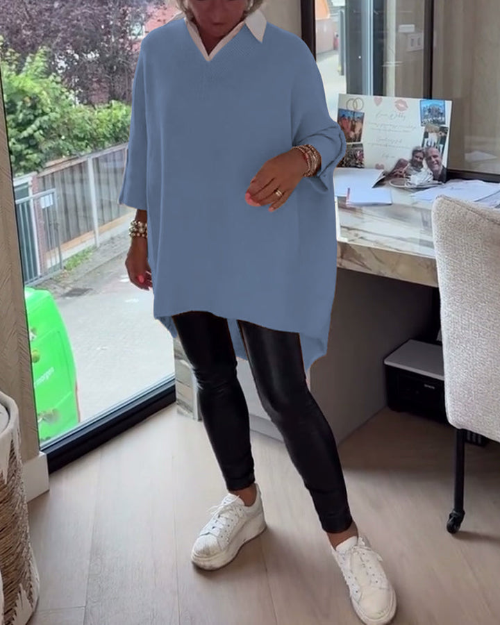 Vesperine | Women's Oversized Long Sleeve Tunic Top - Beige - Image 15