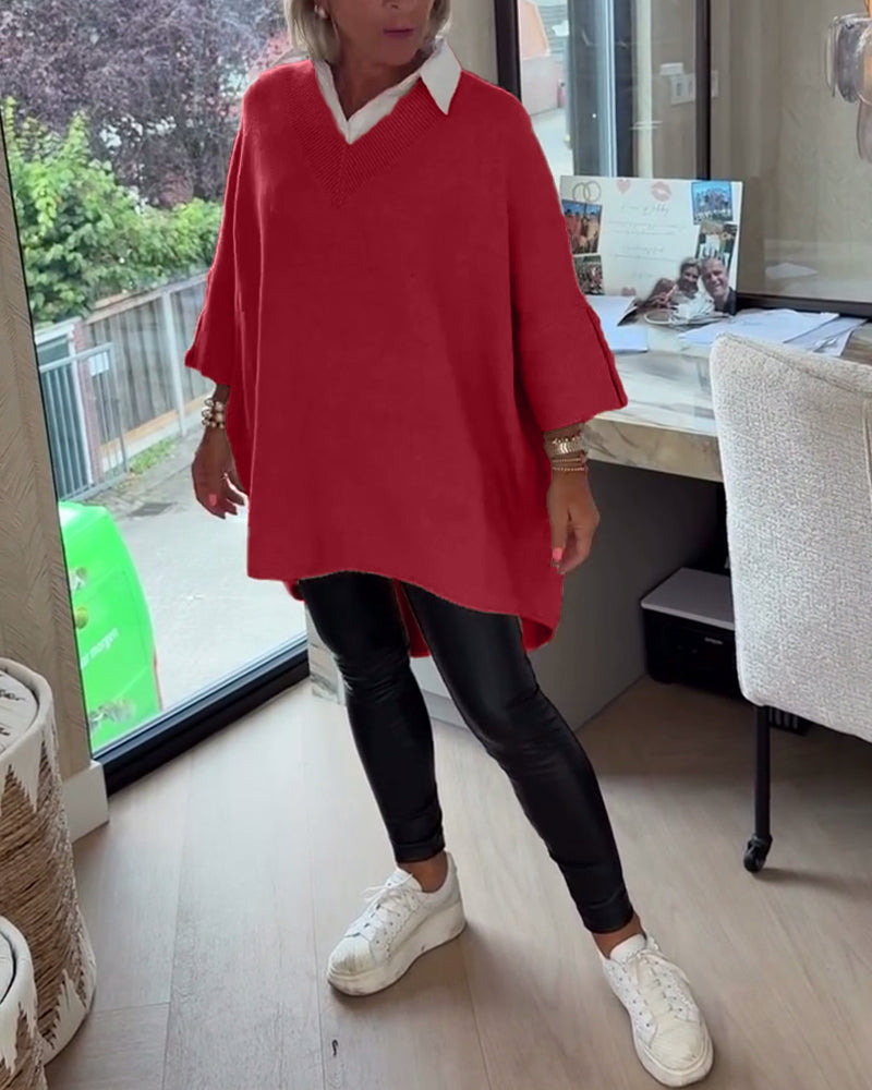 Vesperine | Women's Oversized Long Sleeve Tunic Top - Beige - Image 19