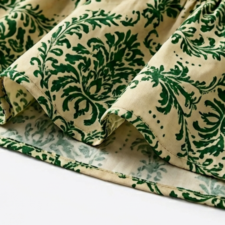 Vevaine | Women's Floral Print Smocked Maxi Dress - Green - Image 10