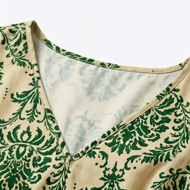 Vevaine | Women's Floral Print Smocked Maxi Dress - Green - Image 7