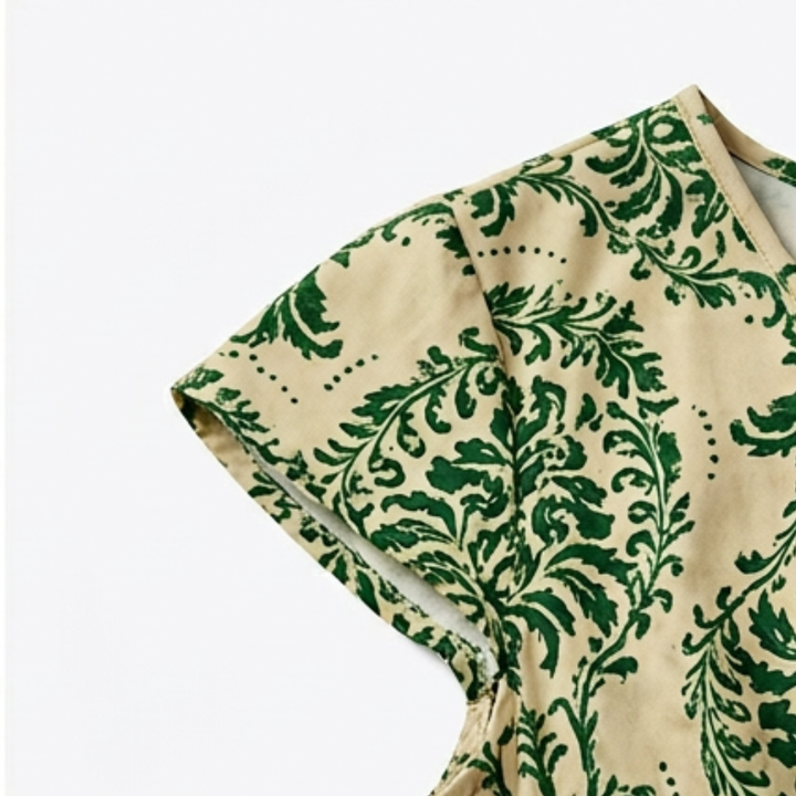 Vevaine | Women's Floral Print Smocked Maxi Dress - Green - Image 8