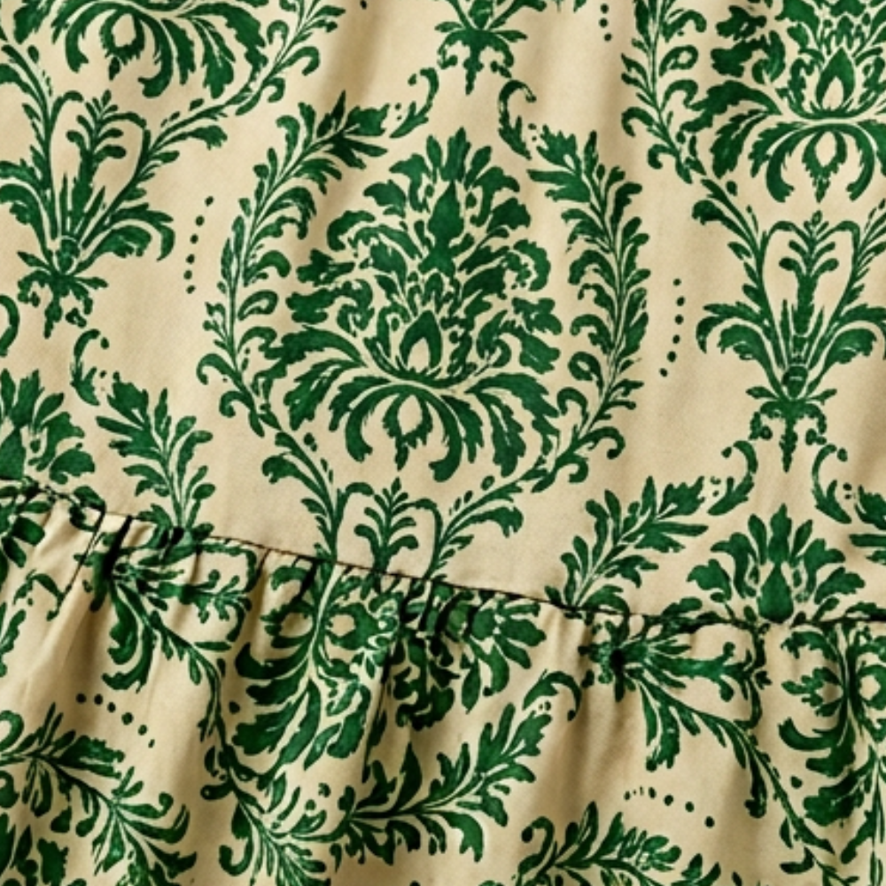 Vevaine | Women's Floral Print Smocked Maxi Dress - Green - Image 9