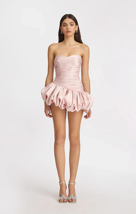Vexara | Women's Strapless Bubble Skirt Cocktail Dress - Light Pink - Image 1