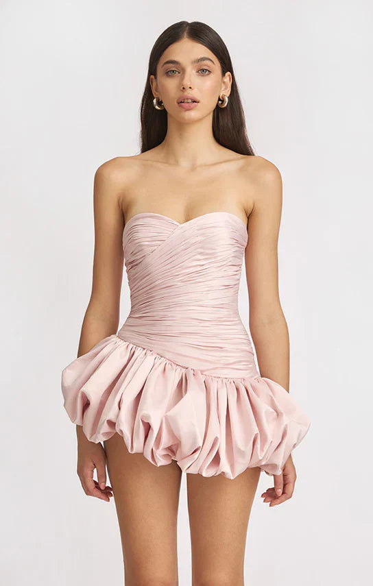 Vexara | Women's Strapless Bubble Skirt Cocktail Dress - Light Pink - Image 2