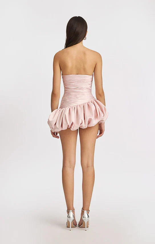 Vexara | Women's Strapless Bubble Skirt Cocktail Dress - Light Pink - Image 4