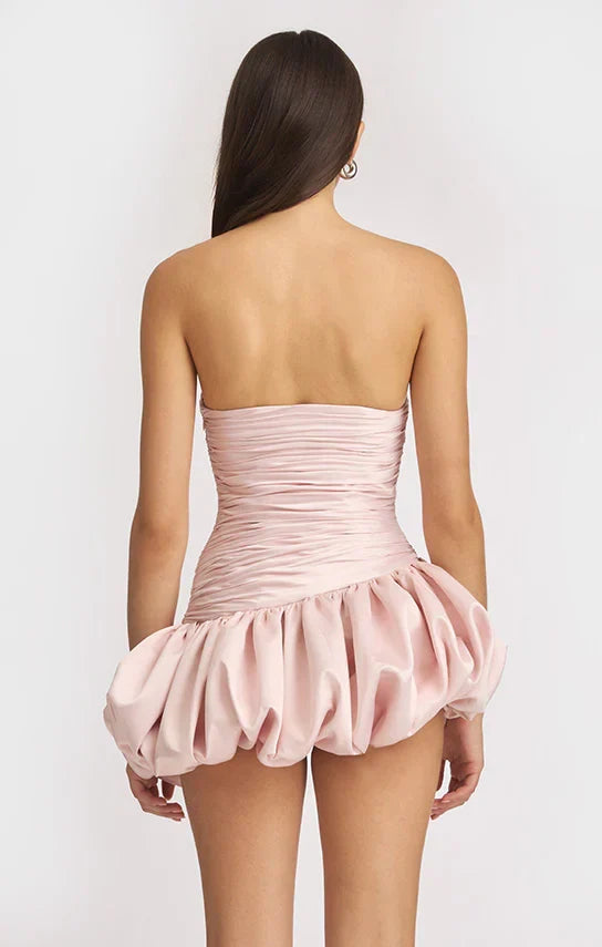 Vexara | Women's Strapless Bubble Skirt Cocktail Dress - Light Pink - Image 5