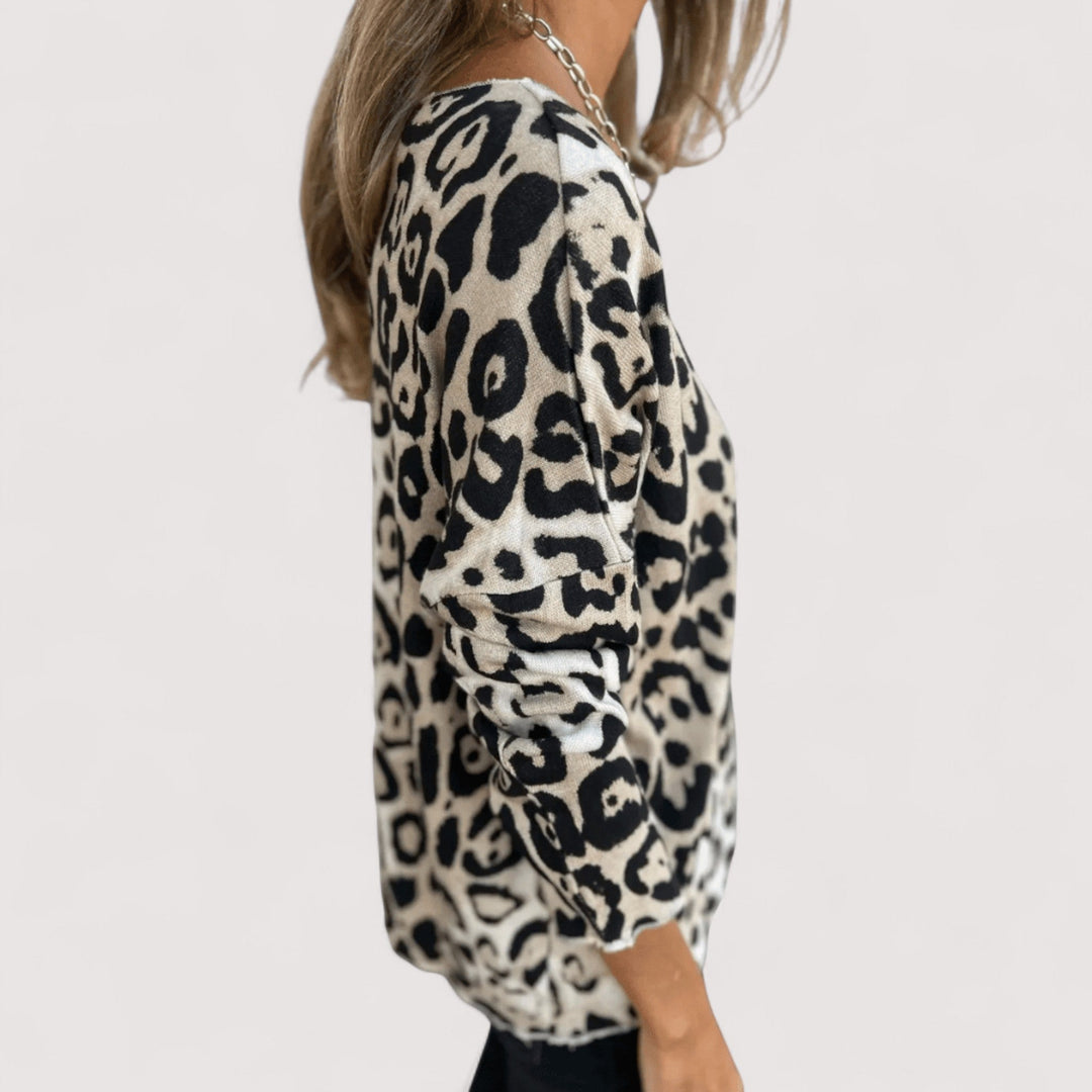Vexlyn | Women's Leopard Print Long Sleeve Top - Leopard - Image 5
