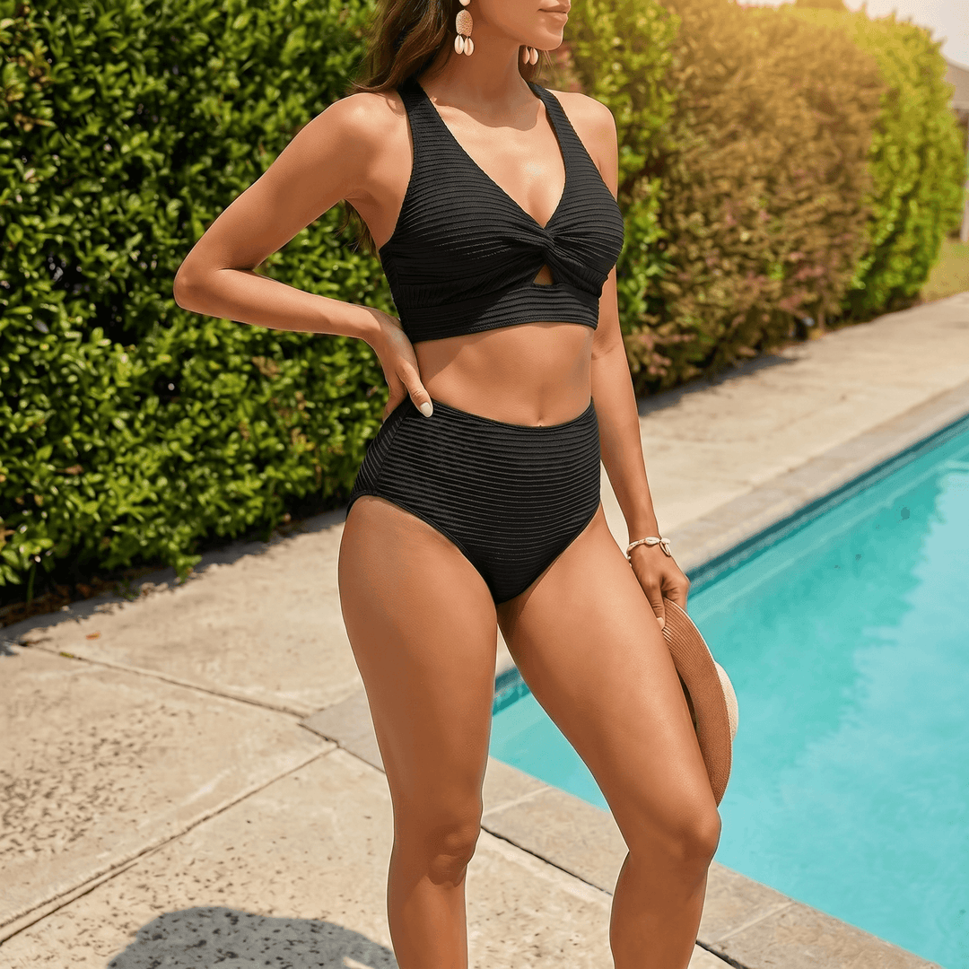 Vimara | Women's High Waist Ribbed Bikini Set - Lilac - Image 13
