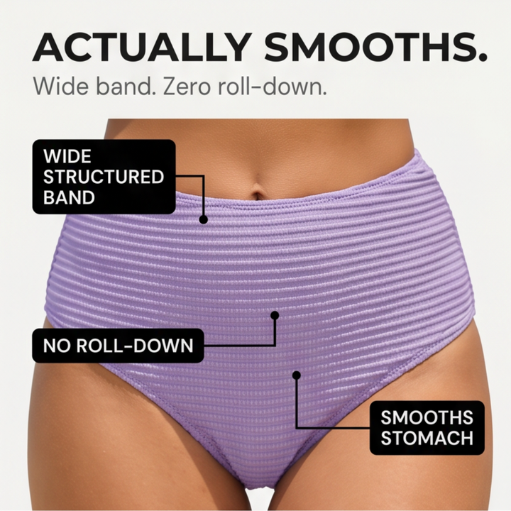 Vimara | Women's High Waist Ribbed Bikini Set - Lilac - Image 8