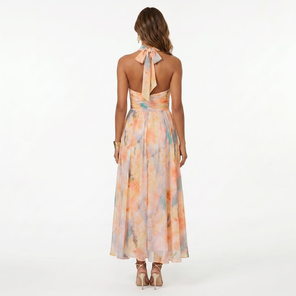 Vimelle | Women's Floral Maxi Dress Halter Neck - Image 2