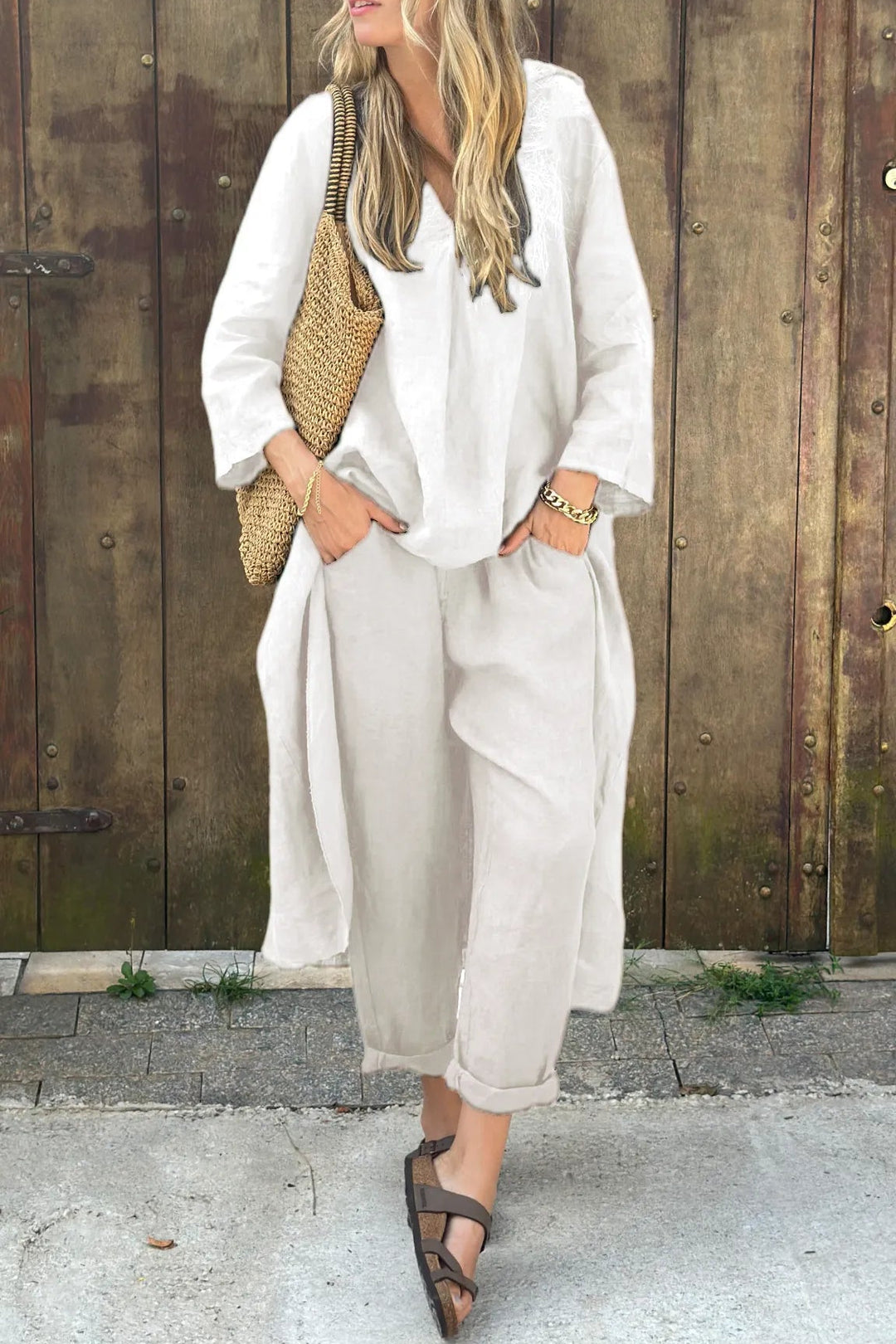 Vimosa | Women's Relaxed Linen Co-ord Set - Navy - Image 3