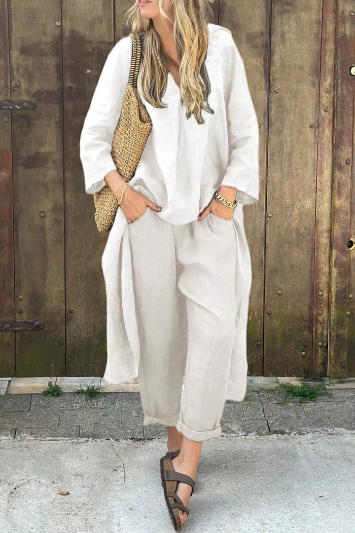 Vimosa | Women's Relaxed Linen Co-ord Set - Navy - Image 3