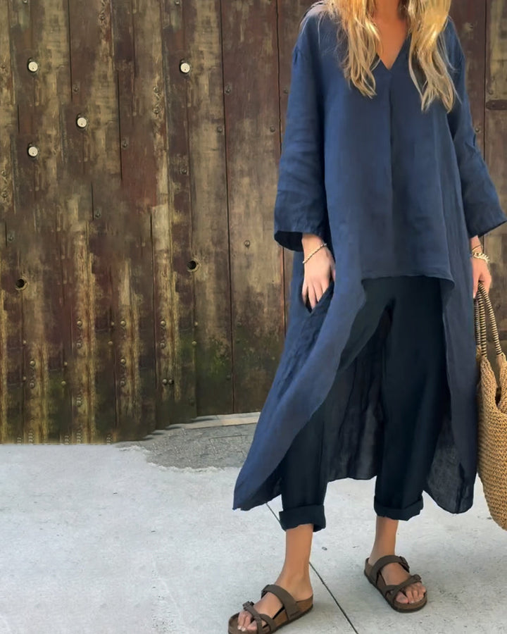 Vimosa | Women's Relaxed Linen Co-ord Set - Navy - Image 7