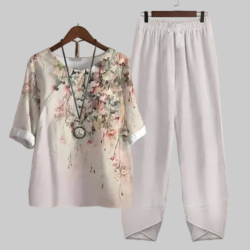 Violeta | Women's Butterfly Print Short Sleeve Lounge Set - Navy - Image 3