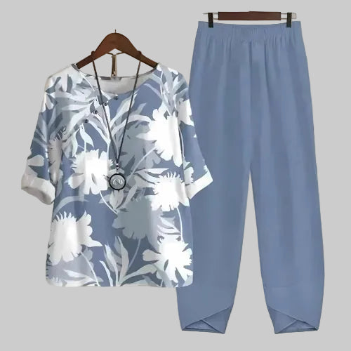 Violeta | Women's Butterfly Print Short Sleeve Lounge Set - Navy - Image 7