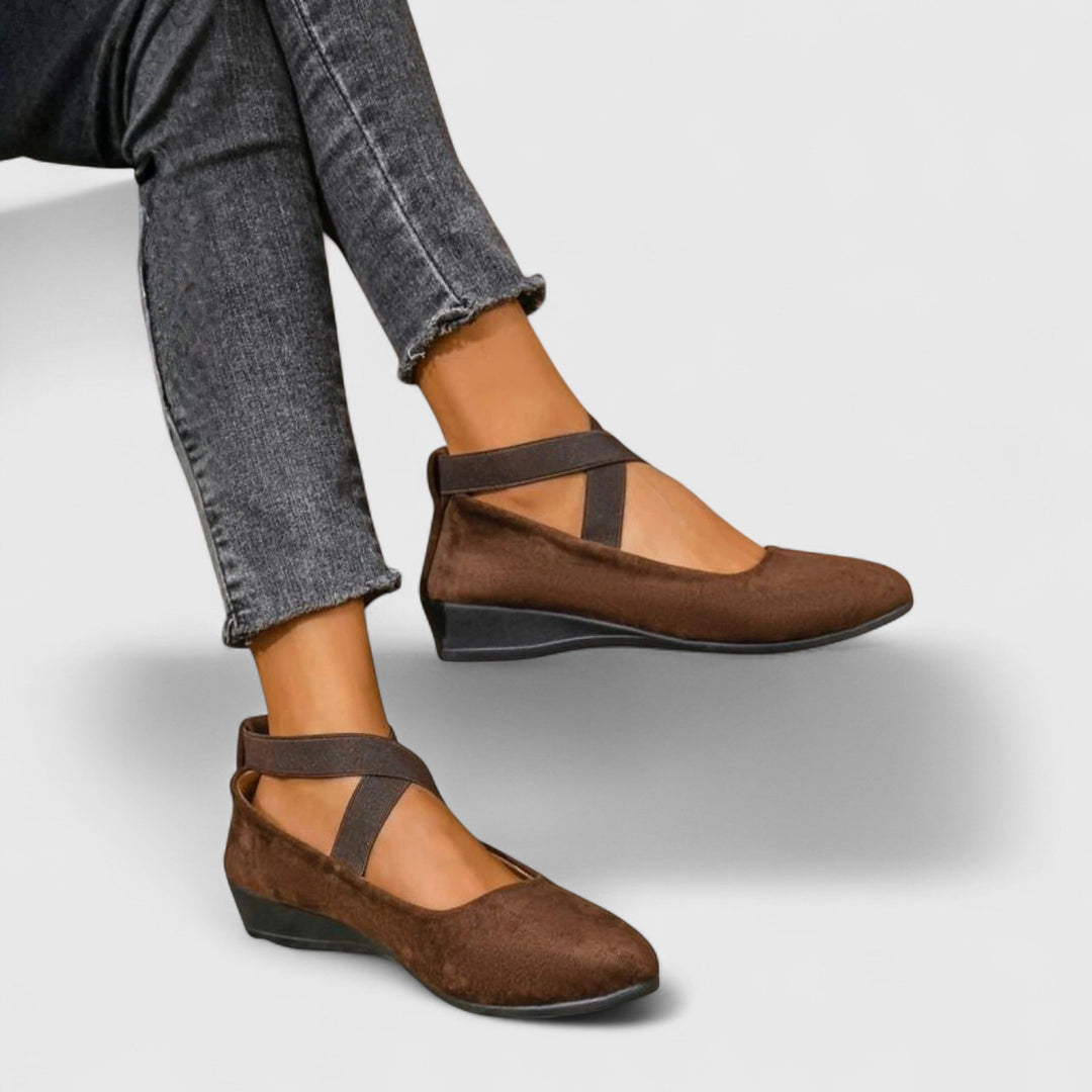 Vivienne | Women's Cross Strap Mary Jane Flat Shoes - Black - Image 3