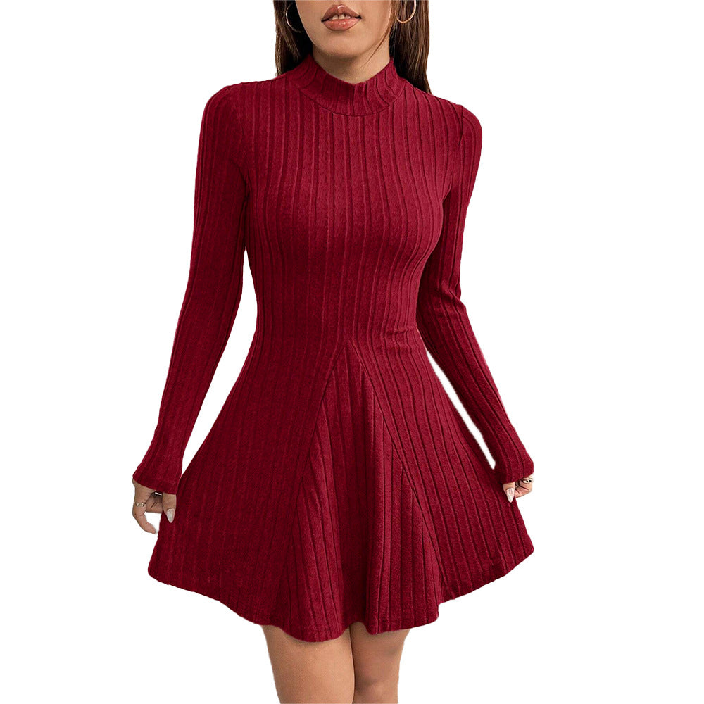 Vordaine | Women's Ribbed Knit Mini Dress - Burgundy - Image 6