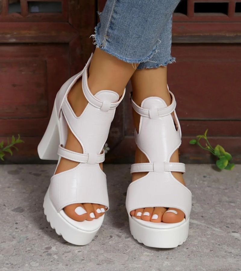 Vordelle | Women's Strappy Platform Block Heel Sandals - Black - Image 3