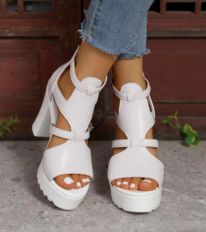 Vordelle | Women's Strappy Platform Block Heel Sandals - Black - Image 3