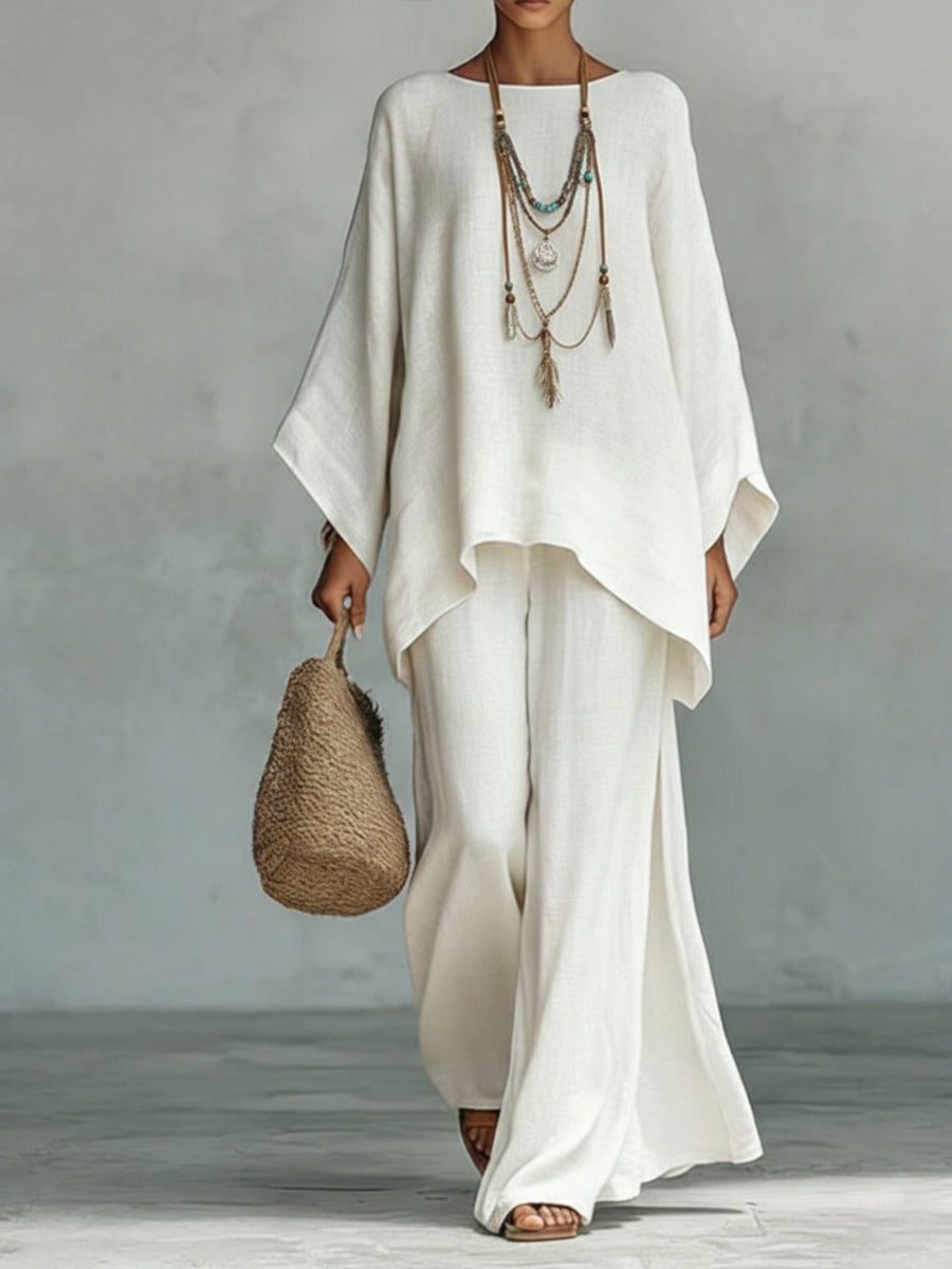 Vorditha | Women's Linen Two Piece Wide Leg Set - Image 1