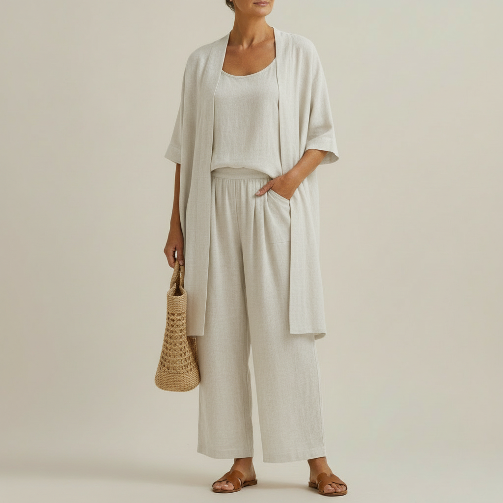 Vordwyn | Women's Linen Co-ord Set Wide Leg Pants - Image 1