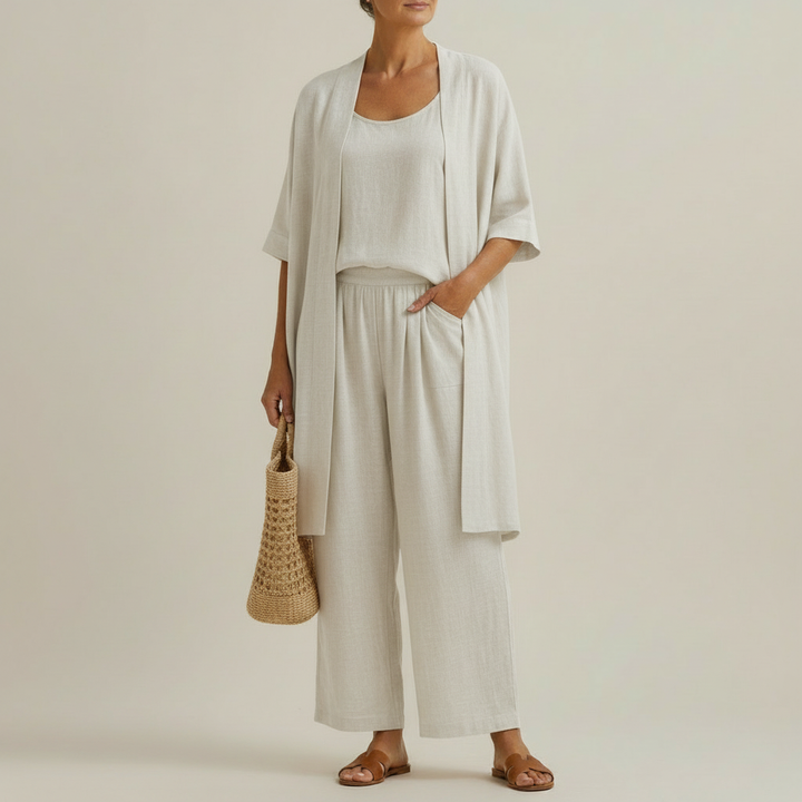Vordwyn | Women's Linen Co-ord Set Wide Leg Pants - Image 1