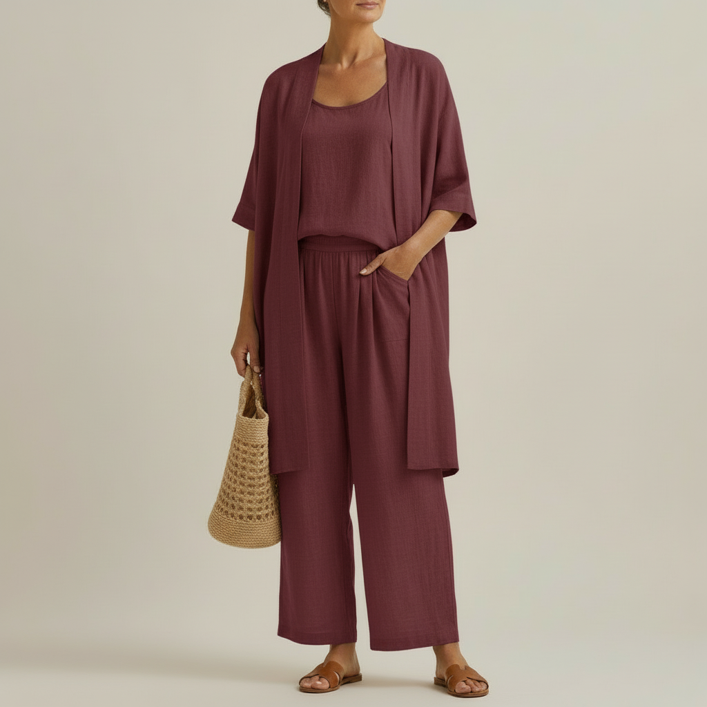 Vordwyn | Women's Linen Co-ord Set Wide Leg Pants - Image 2