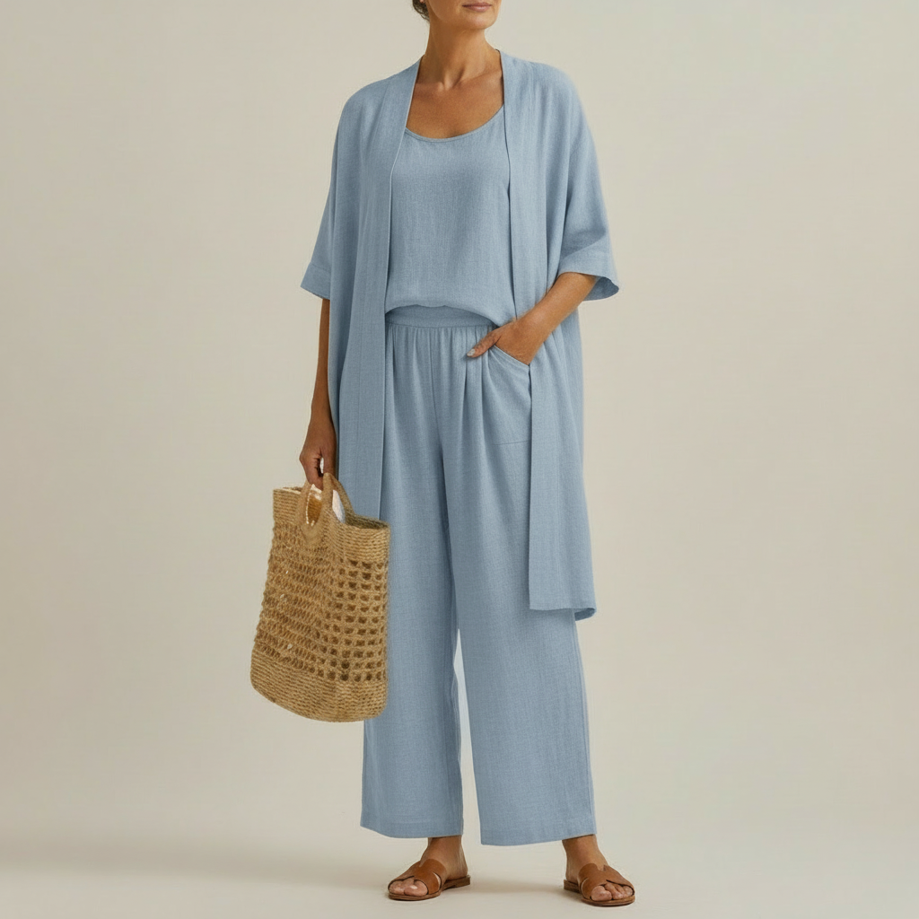 Vordwyn | Women's Linen Co-ord Set Wide Leg Pants - Image 3