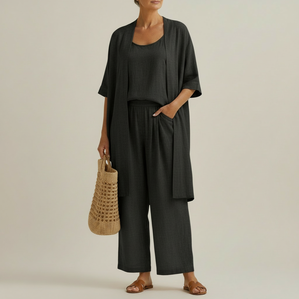 Vordwyn | Women's Linen Co-ord Set Wide Leg Pants - Image 4