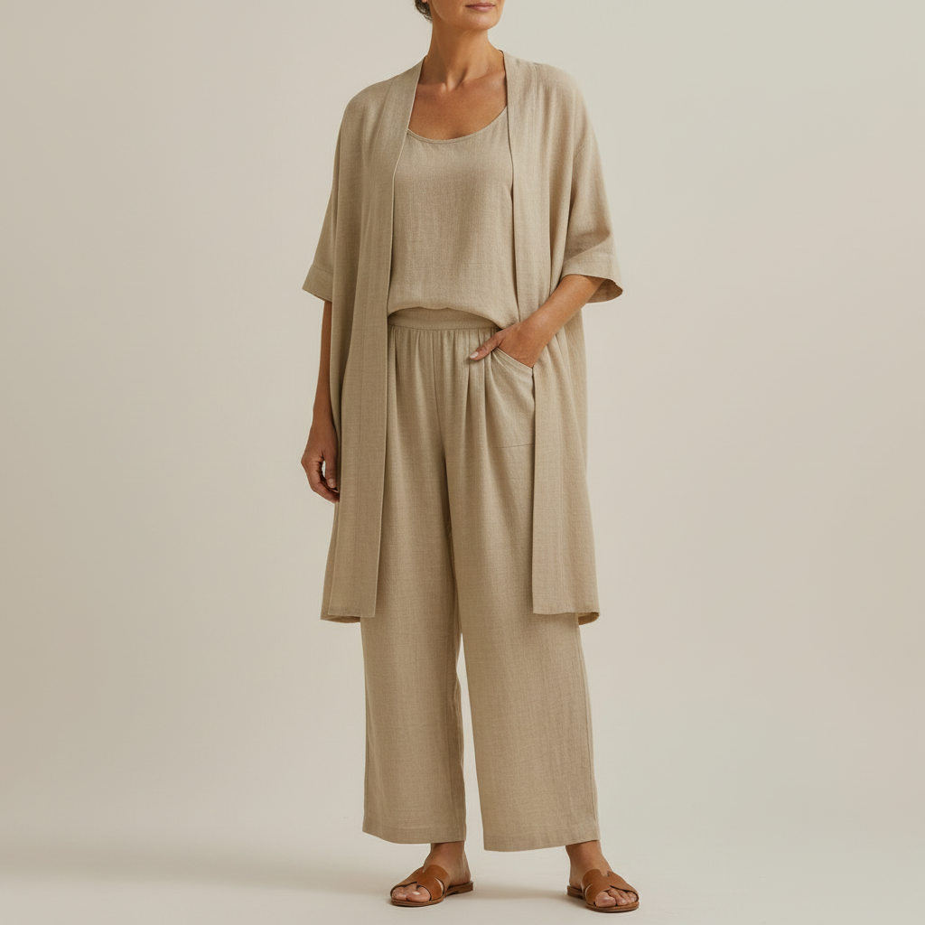 Vordwyn | Women's Linen Co-ord Set Wide Leg Pants - Image 6