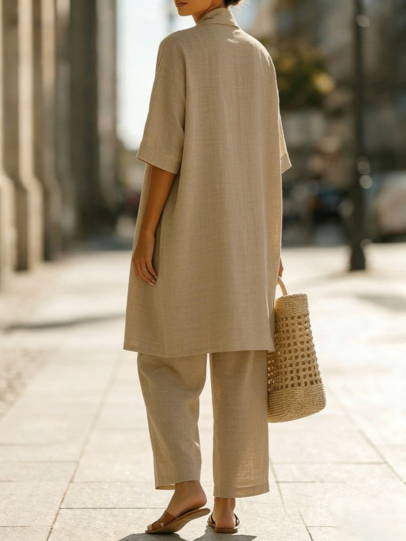 Vordwyn | Women's Linen Co-ord Set Wide Leg Pants - Image 8