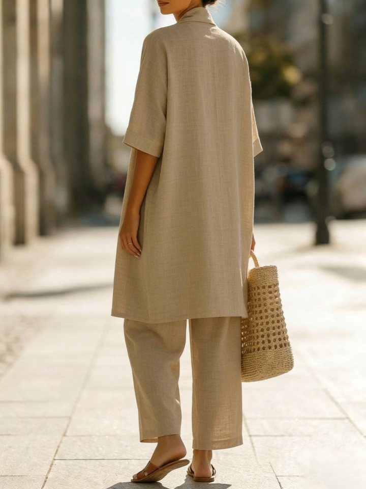 Vordwyn | Women's Linen Co-ord Set Wide Leg Pants - Image 8