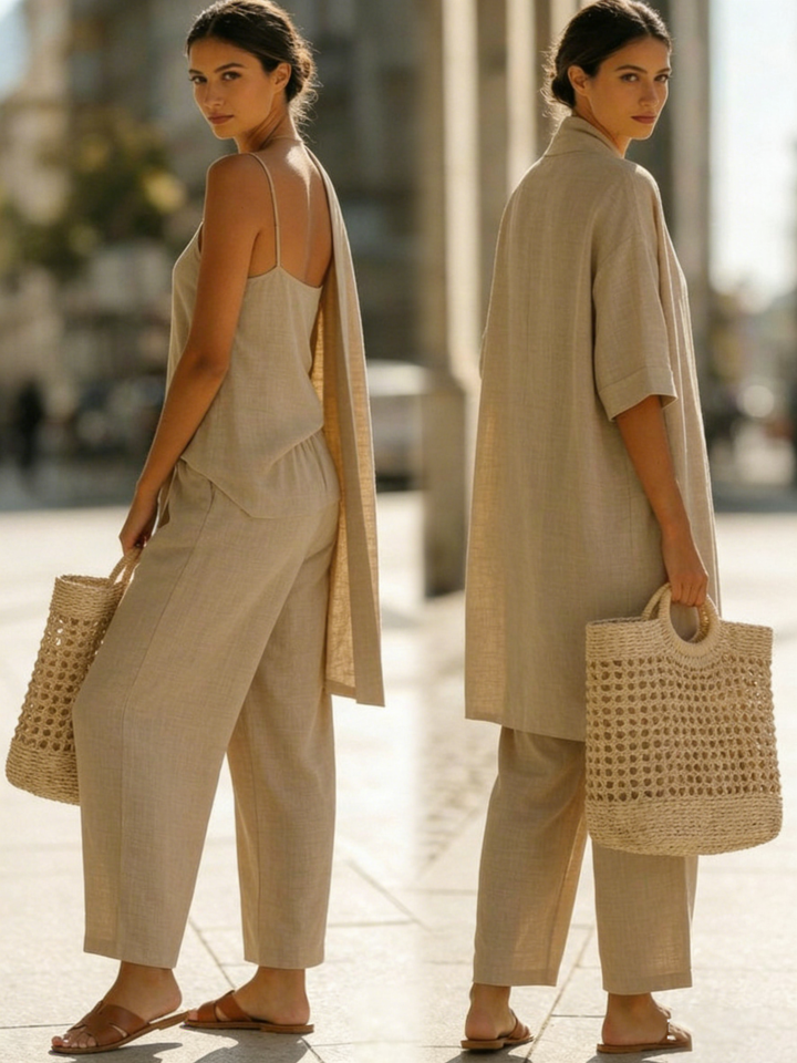 Vordwyn | Women's Linen Co-ord Set Wide Leg Pants - Image 9
