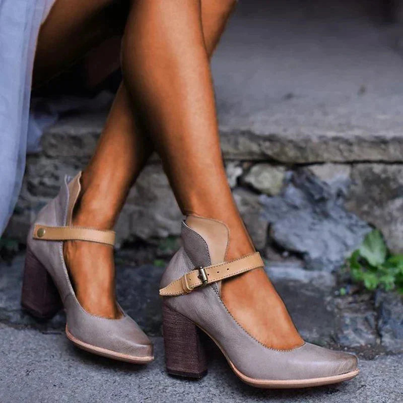 Vornaith | Women's Block Heel Ankle Strap Pumps - Image 1