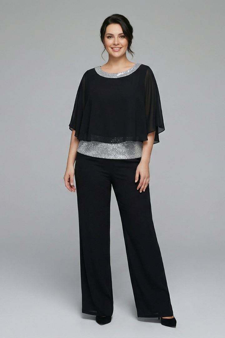 Vornaith | Women's Two Piece Set Wide Leg Trousers - Black - Image 1
