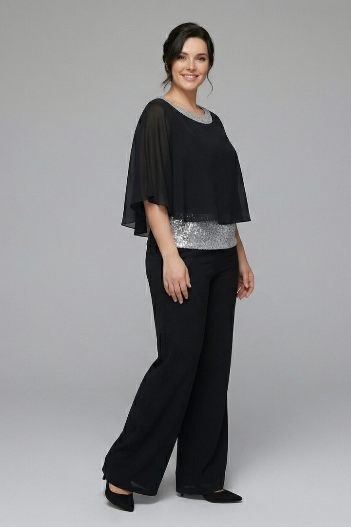 Vornaith | Women's Two Piece Set Wide Leg Trousers - Black - Image 3