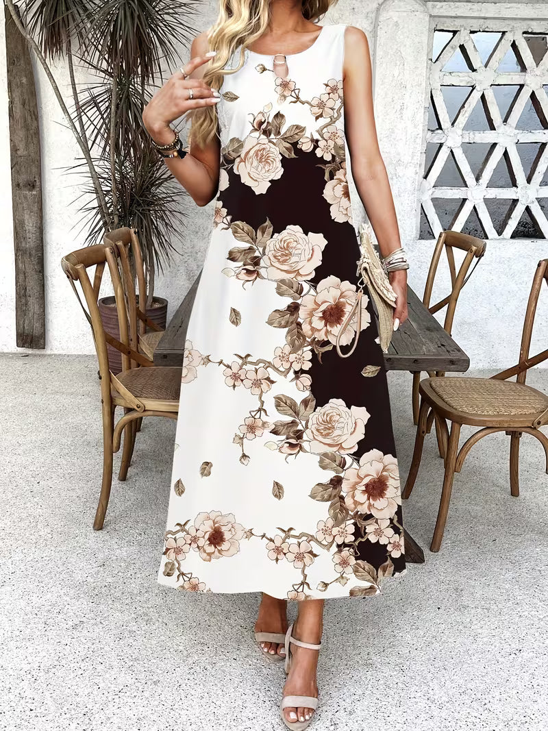 Vornelle | Women's Floral Print Sleeveless Maxi Dress - Image 2
