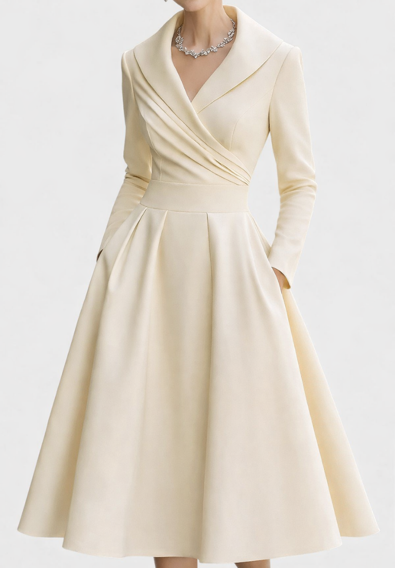 Vornelle | Women's Midi Party Dress Shawl Collar - Image 1