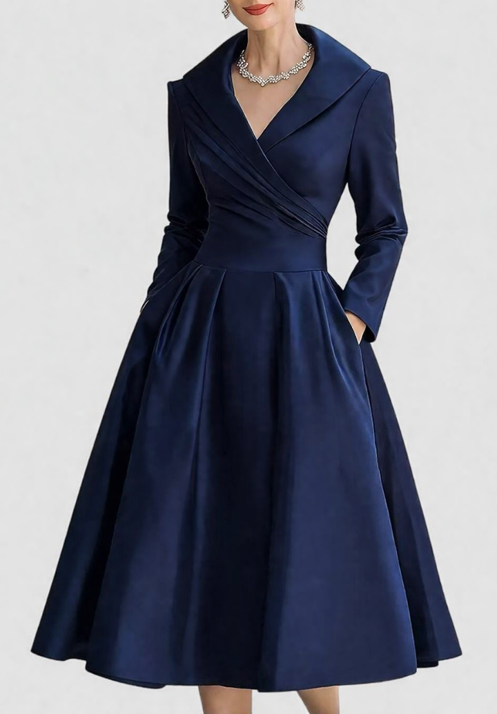 Vornelle | Women's Midi Party Dress Shawl Collar - Image 2