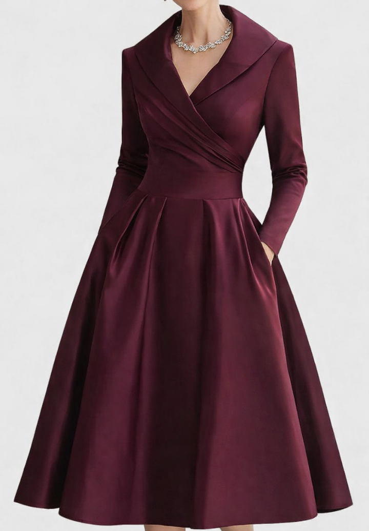 Vornelle | Women's Midi Party Dress Shawl Collar - Image 3