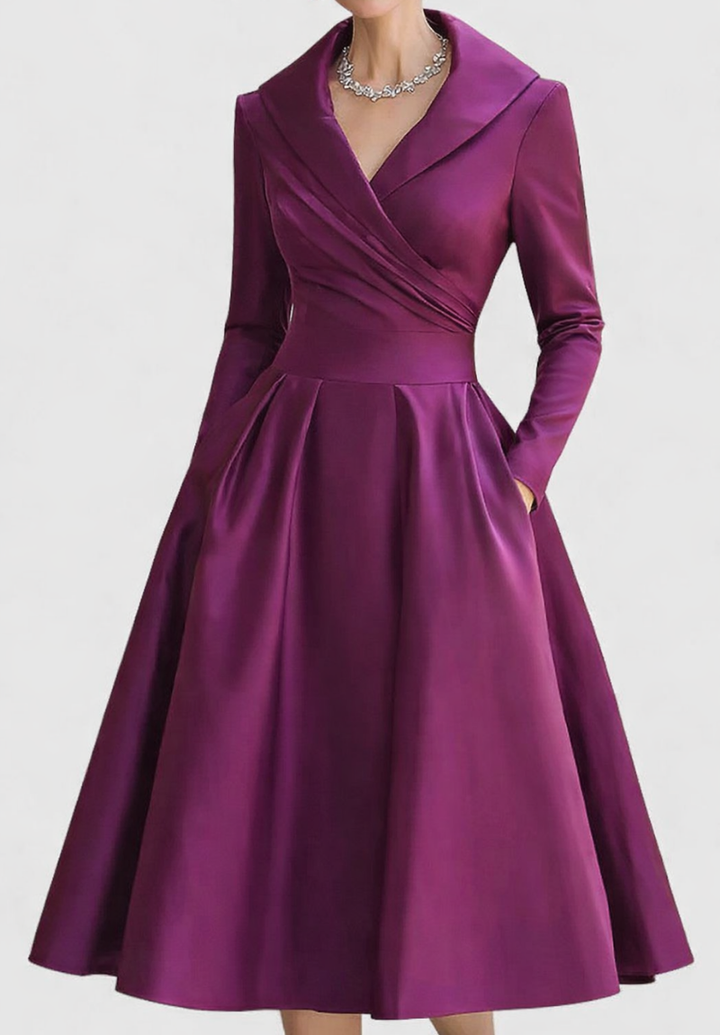 Vornelle | Women's Midi Party Dress Shawl Collar - Image 4