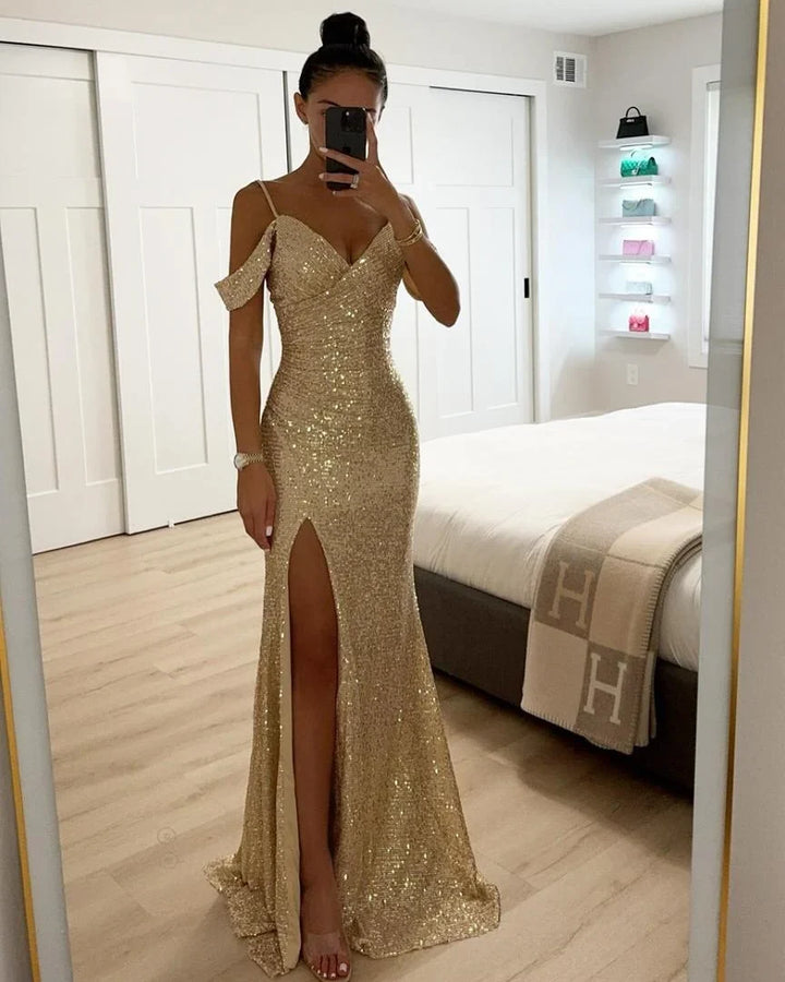 Vorneva | Women's Sequin Maxi Dress Side Split - Image 1