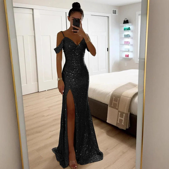 Vorneva | Women's Sequin Maxi Dress Side Split - Image 2