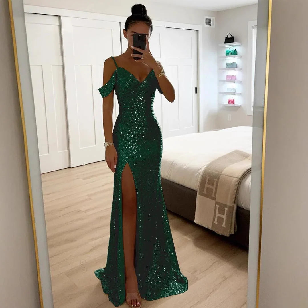 Vorneva | Women's Sequin Maxi Dress Side Split - Image 3