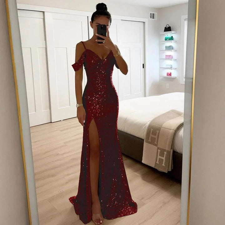 Vorneva | Women's Sequin Maxi Dress Side Split - Image 4