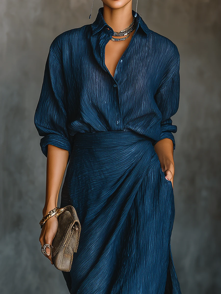 Vorrena | Women's Draped Wrap Maxi Dress - Navy - Image 2