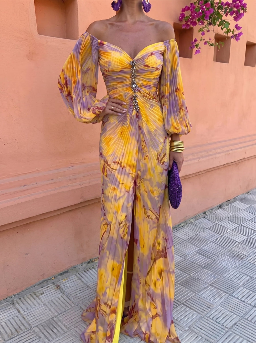 Vorrenda | Women's Off-Shoulder Floral Maxi Dress - Image 2
