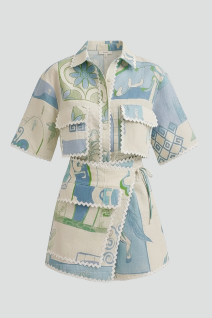 Vorrinda | Women's Boho Print Short Sleeve Top & Shorts Set - Image 1